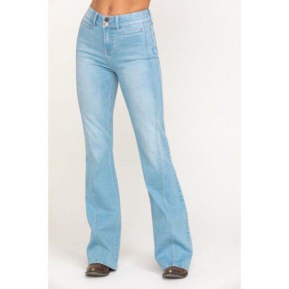 Idyllwind Jeans Holston Blue Denim High Rise Front Seam Boot Flare - Picture 2 of 9